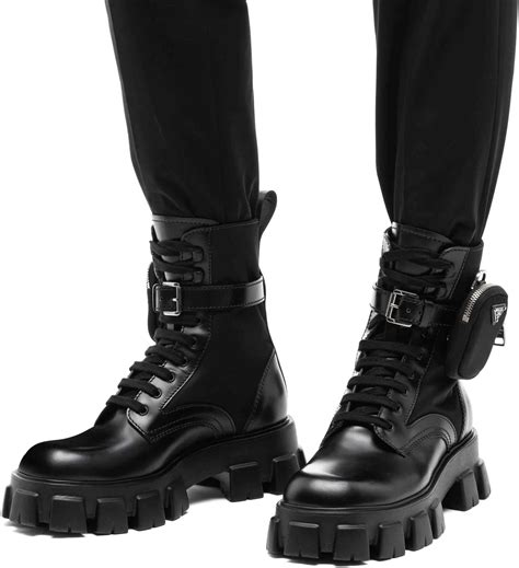 prada plateau boots|prada ankle pouch combat boots.